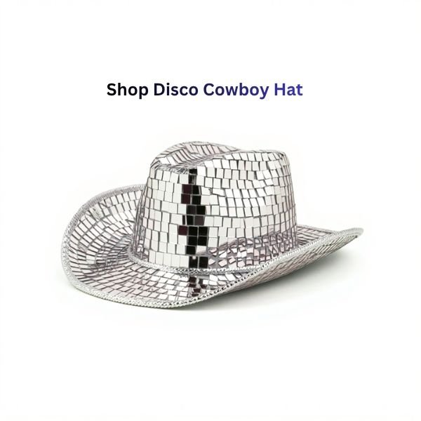 Shop Disco Cowboy Hat: Disco Ball Western Cowboy Hat – Silver Mirrored Sparkly Cowgirl Hat